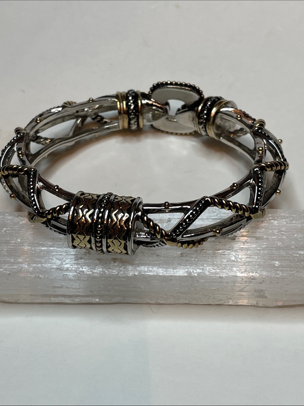 Vintage Inspired  Rope Wrap Magnetic Clasp Bracelet Gold and Silver Tone